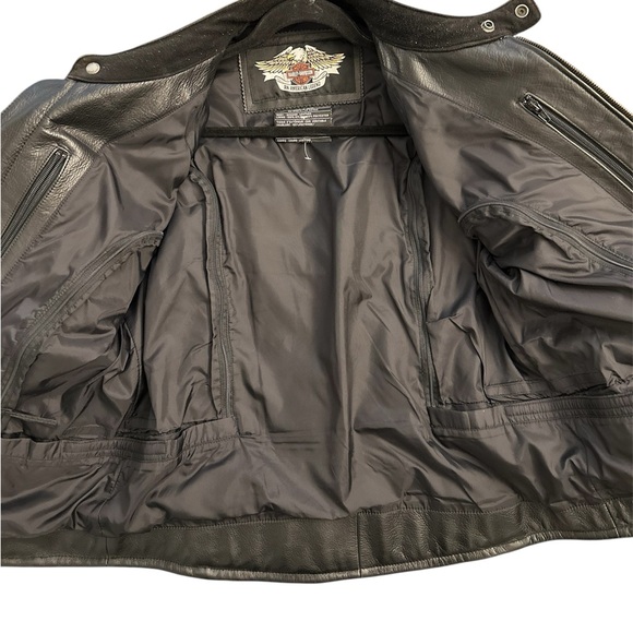 Harley Davidson Rider's Jacket Embossed Black Men's Size L - Picture 7 of 9